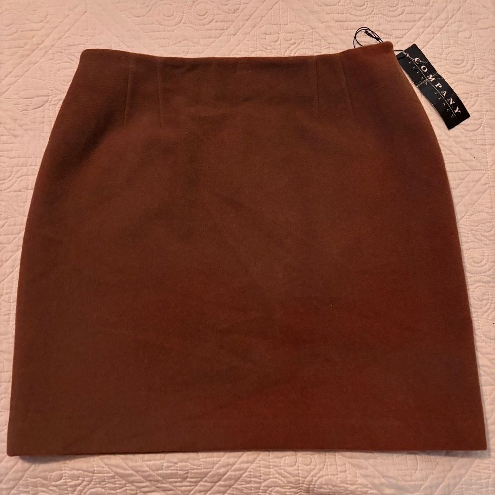 NWT Ellen Tracy Milk Chocolate Brown Lined Classic Skirt - Sz 12